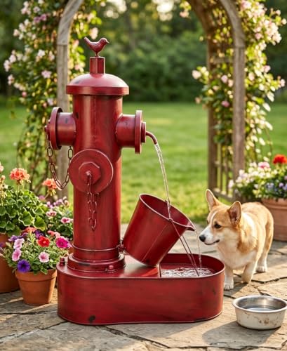 27" Heavy-Duty Metal Garden Fountains                                                          Rustic Waterfall with Pumb & Debris Filter Screen