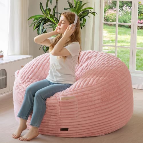Striped Bean Bag Sofa with Removable Cover Soft Plush Bean Bag Chair with Supportive Foam Filling