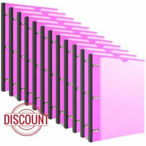 INFUN Telescoping 3 Ring Binder -12 Pack - Pink                                                          Foldable Cover design | Customizable Front Cover | Clear Catalog Pocket | Holds 8.5x11 Pape