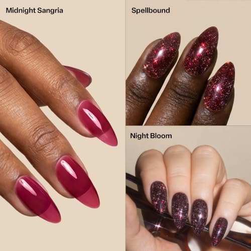 Two-Finish Red Gel Nail Polish (Midnight Sangria Set)