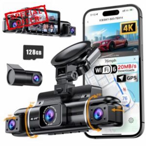 Icesky 4K Dash Cam Front and Rear Left Right with GPS