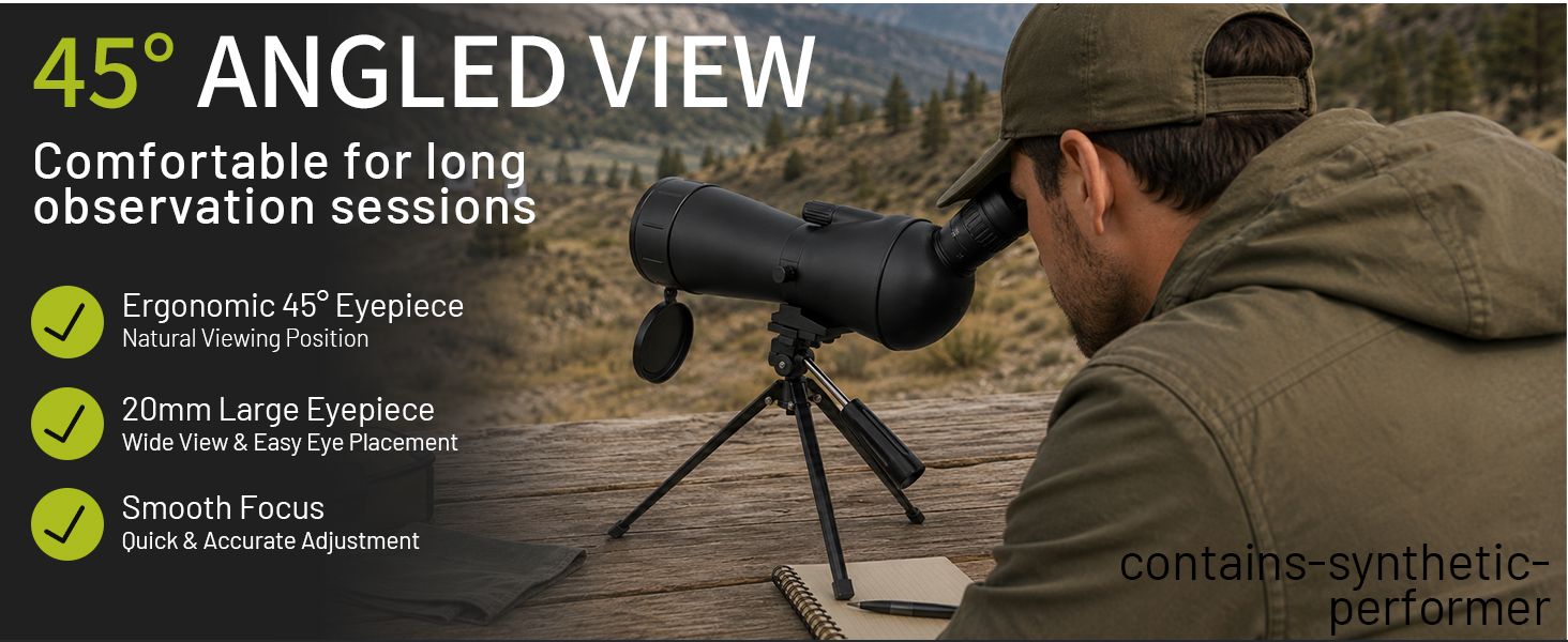 Large aperture monocular measuring 14.7 x 5.9 inches for travel and field use