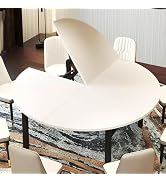 Zctptp 55.2in Folding Round Table Top Extender | Wood Round Table Top No Legs Foldable Replace De...
