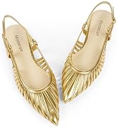 Modatope Slingback Flats for Women Pointed Toe Ballet Flats Classic Low Heel Sandals Dress Shoes