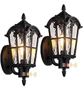 Motion Sensor Outdoor Light Fixture, Dusk to Dawn Porch Light Outdoor Wall Sconce Lantern, Alumin...