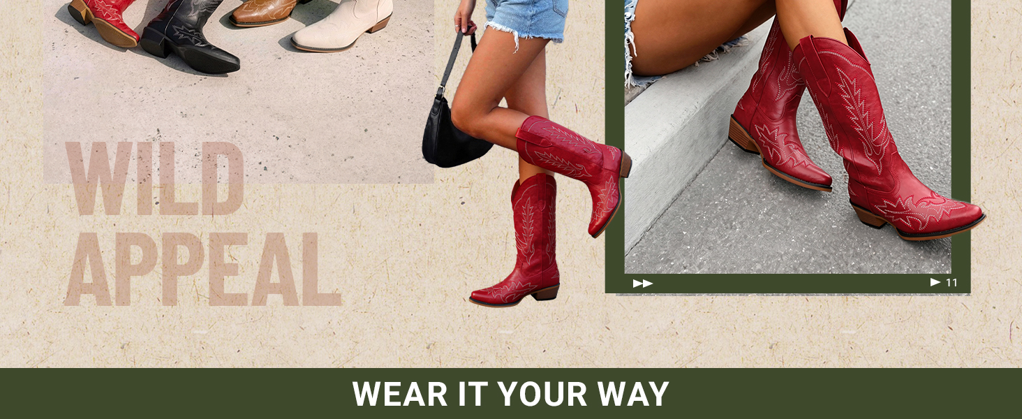 DREAM PAIRS Women's Western Cowboy Cowgirl Boots