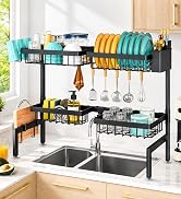 NestOrganix Over The Sink Dish Drying Rack, Dish Drying Rack for Kitchen | 4 Baskets Extendable L...