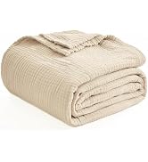 EMME Cotton Throw Blanket for Couch Soft Airy Muslin Bed Blankets Lightweight Breathable Blanket ...