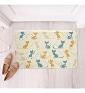 Vintage Medieval Cat 16x24in Bathroom Rug Extra Soft Absorbent Bath Rugs | Colorful Starburst Dot...