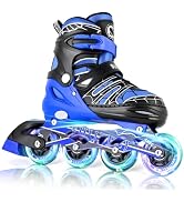 SULIFEEL Adjustable Light Up Kids Inline Skates Hard Shell Boys Girls 4-12 | Secure Lock Buckle S...