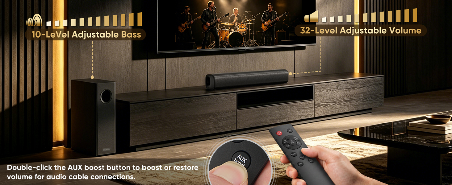 under monitor gaming setup desktop computer soundbar bedroom tv speakers apartment dorm studio hifi