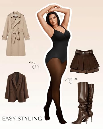 SHAPELLX faux sheer bodysuit with soft fleece-lined interior