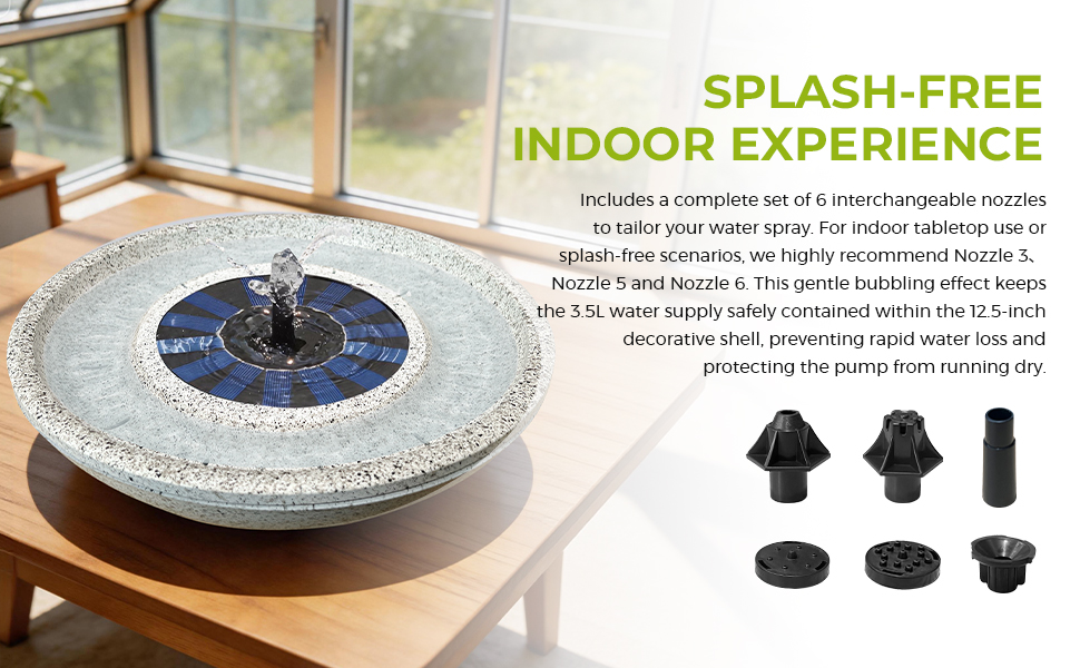 Granite Look Solar Bird Bath Fountain PP Polymer Bowl Shallow Wading Depth