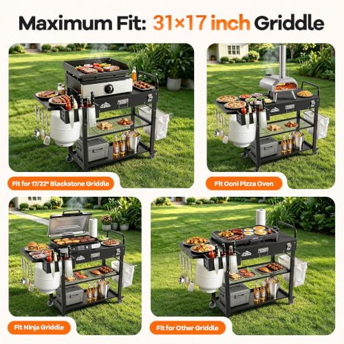 Portable BBQ Prep Station with Tool Hooks & Wheels