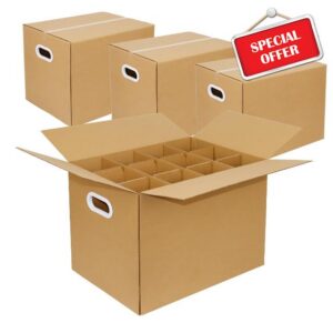 Glassware Moving Boxes with Two-layer Divider Kits