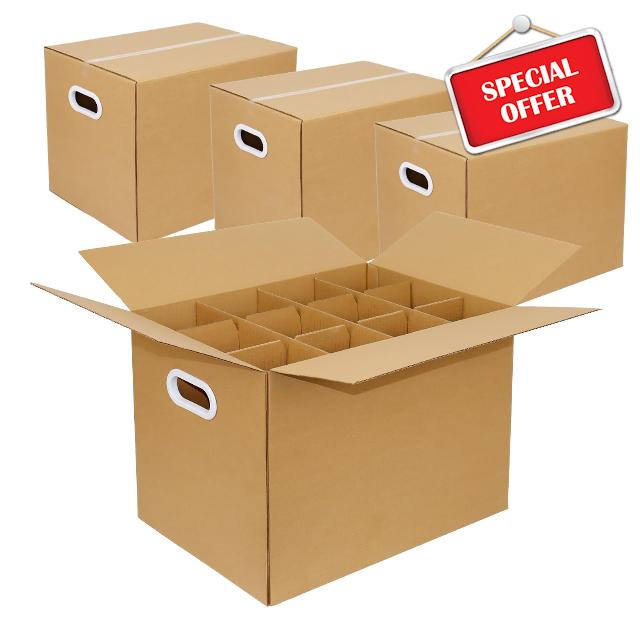 Glassware Moving Boxes with Two-layer Divider Kits