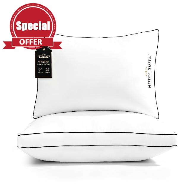 Hotel Suite Hotel Bed Pillows Queen/Standard Size Set of 2 Medium Soft                                                          400 Thread Count 100% Cotton Cover