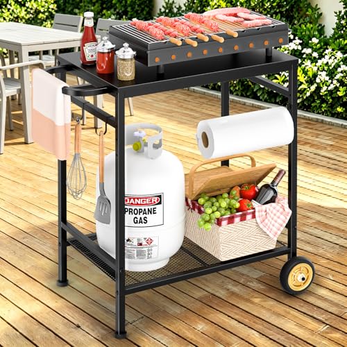 Movable Cooking Food Prep Table for Outside BBQ Gathering