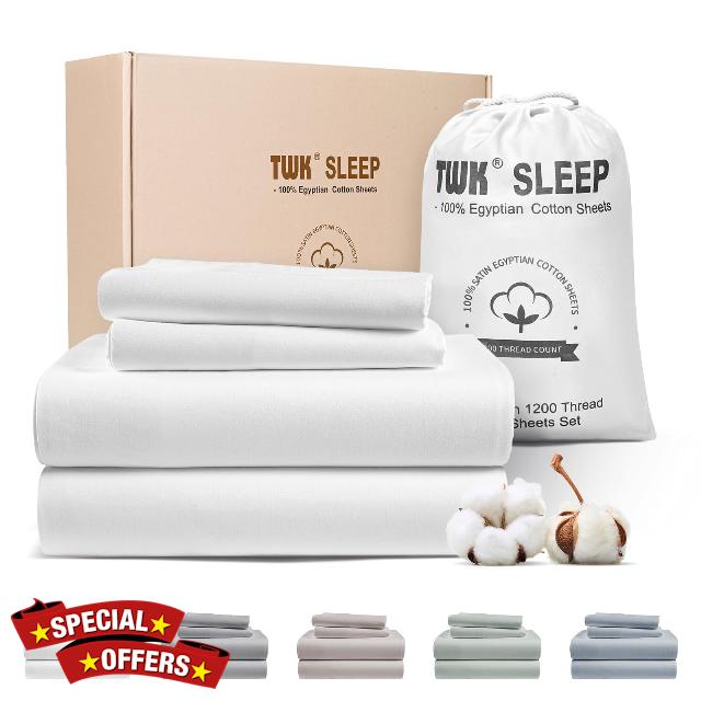 TWK 1200 TC 100% Egyptian Long-Staple Cotton Sheets King Size