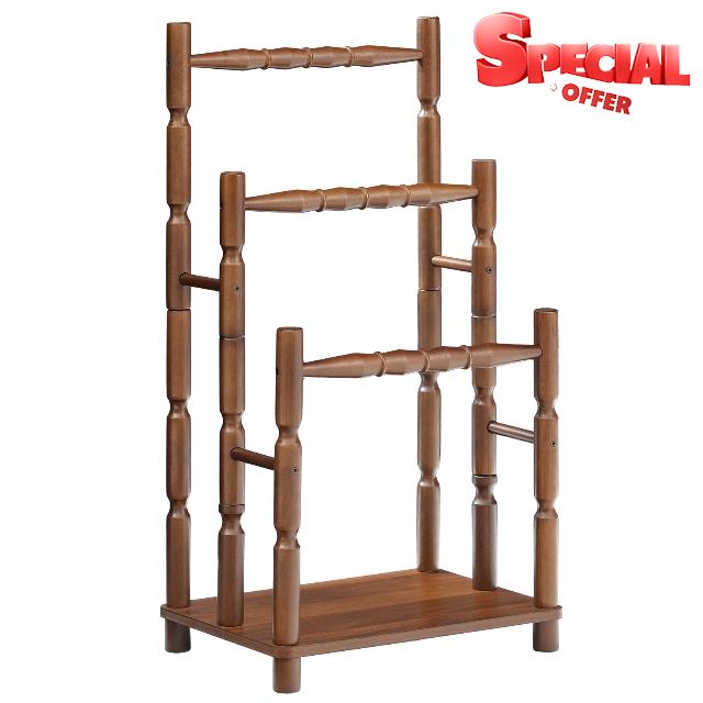 HOOBRO 3-Tier Freestanding Towel Rack Stand with Wood Legs and Hanging Rod                                                          30.7"H Blanket Rack Stand with Wooden Storage Shelf