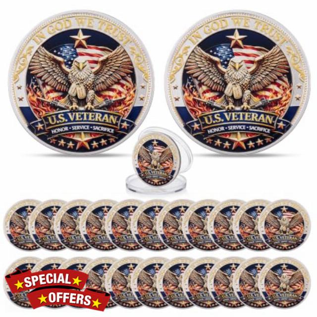 24 Pcs 250th Years Veteran Challenge Coin Military Challenge Coins Bulk                                                          250th Anniversary Veteran Day Freedom Token for Celebration Display Collectors for Husband Father Military Veteran's Day Gif