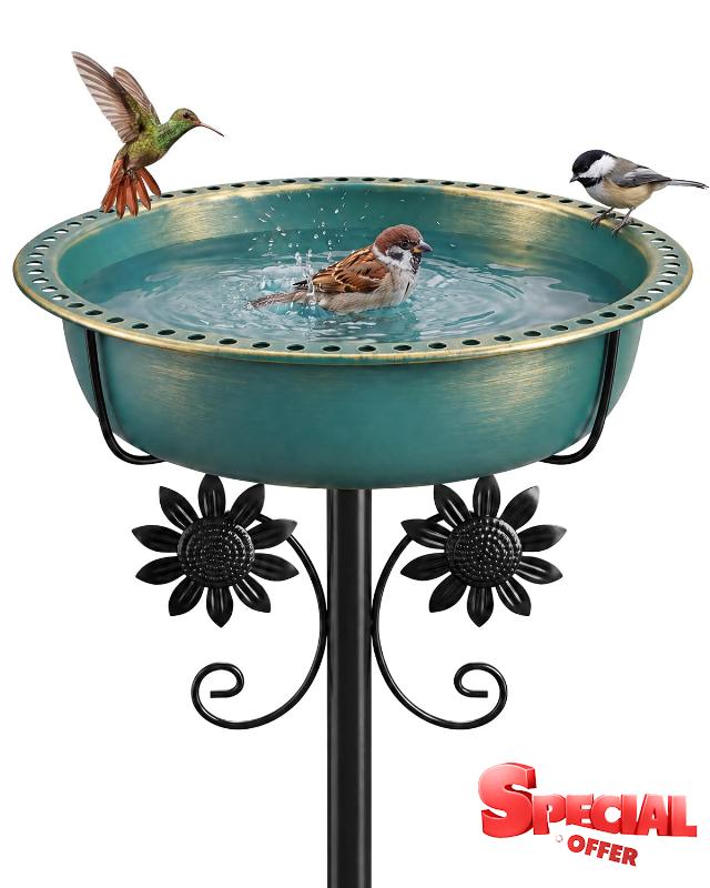 13" Metal Bird Bath for Outside 3" Deep Bowl