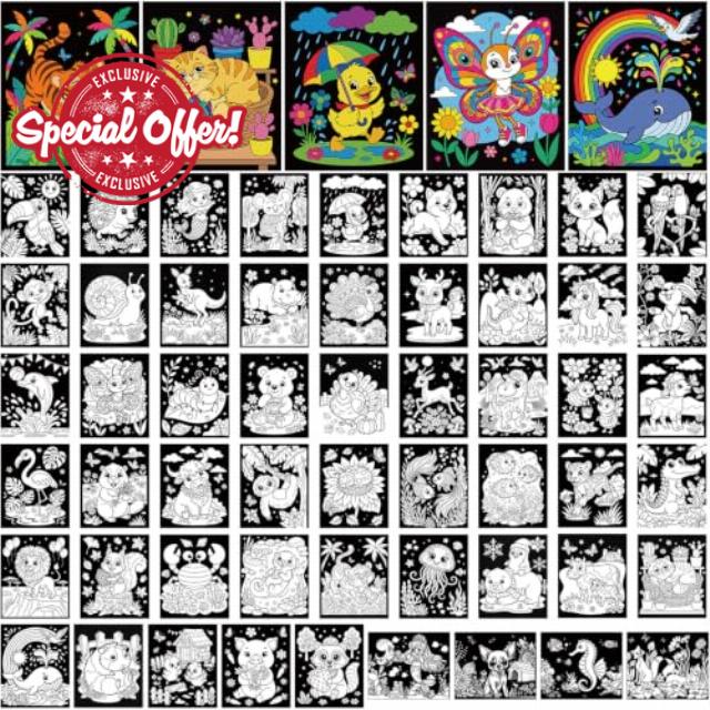 Zhanmai 108 Pack Fuzzy Velvet Coloring Posters for Kids Adults