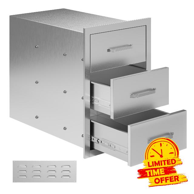Jocisland 14-Inch Stainless Steel Outdoor Kitchen Drawer Cabinet                                                          14 W x 22 D x 20 H In