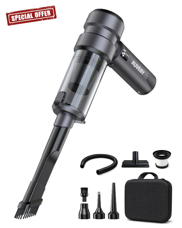 AUVEBY Car-Vacuum Portable Cordless High Power Easy Empty Mini Hand Vacuum                                                          336ml Large Dust Cup