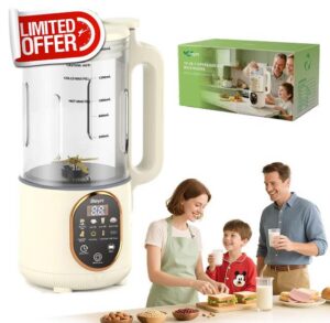 Beyn 10-in-1 60oz Nut Milk Maker Machine Automatic Soy Milk Maker                                                          48-Titanium Blades Automatic Self-Cleaning Large Capacity Plant-Based Milk Maker with Delay Start & Keep Warm White