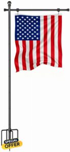 Koutemie 10FT In Ground Flag Pole Holder for Outside House for 3x5 Flags                                                          Adjustable Flag Poles for 3x5 American Banner Outdoor with 5 Prongs Base