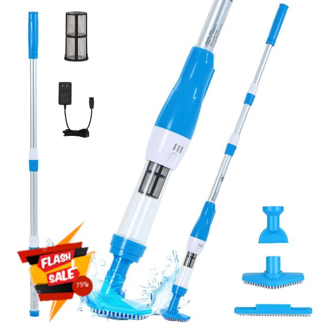 4 in 1 Cordless Rechargeable Small Pool Vacuum spa hot tub (Sky Blue)                                                          90 Mins Running Time