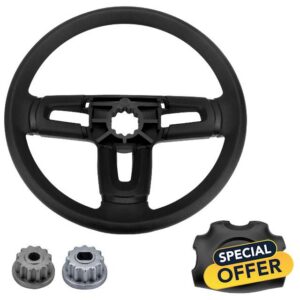 532424543 Steering Wheel & 532424147 Steering Wheel Cap with 76-043 Steering Adapter Compatible with Husqvarna Lawn Mower 414803X428 532437747 532186737 532110711