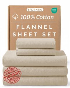 Cotton Flannel Bed Sheet Set - Cotton Flannel Sheets - Split King