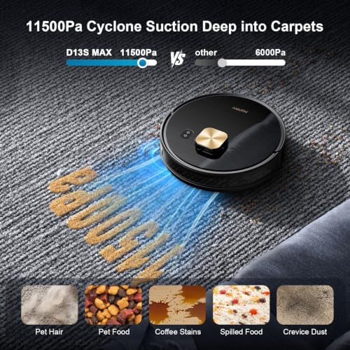 Pet Hair 90-Day Hands-Free Cleaning 160-Minute Long Runtime Multi-Floor Map Room-Based Cleaning Control Alexa Google Assistant Suppo
