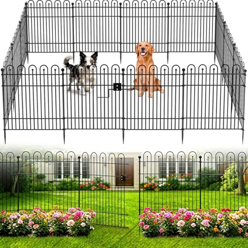 10 Panels No Dig Dog Fence Outdoor 32 in (H) x23.6ft (L) Rustproof Metal Outdoor for Yard