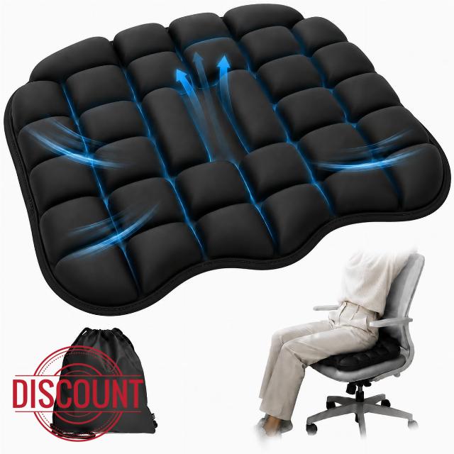 Airplane seat Cushion-Inflatable Travel Seat Cushion for Long flights                                                          3D Air Cell Cushion w/Dual Inflation