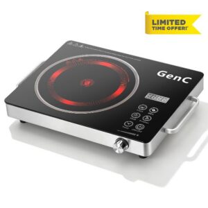 GenC Portable Single Burner Electric Infrared Cooktop Digital Timer                                                          Touch Control