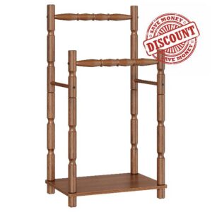 HOOBRO 2-Tier Freestanding Towel Rack Stand with Wood Legs and Towel Bars                                                          30.7"H Blanket Rack Stand with Wooden Storage Shelf