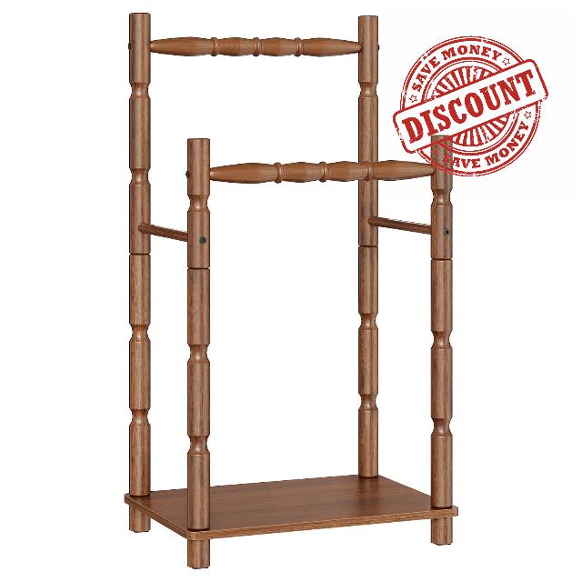 HOOBRO 2-Tier Freestanding Towel Rack Stand with Wood Legs and Towel Bars                                                          30.7"H Blanket Rack Stand with Wooden Storage Shelf