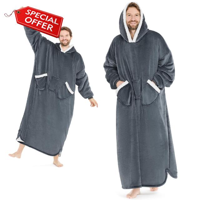 L'AGRATY Oversized Wearable Blanket Hoodie Christmas Gift for Women Men                                                          Cozy Flannel Sherpa Snuggie