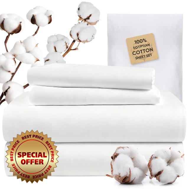 TWK 100% Egyptian Long-Staple Cotton Sheets Queen Size