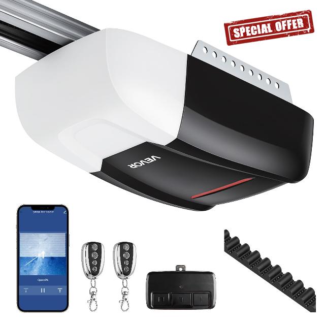 VEVOR Garage Door Opener 3/4 HP Ultra-Quiet Belt Drive WiFi Smart Opener                                                          Strong Belt Drive