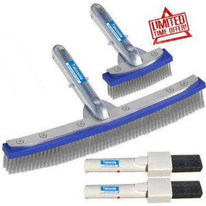Heavy-Duty Pool Pumice Stone & Stainless Steel Brush Set (18"
