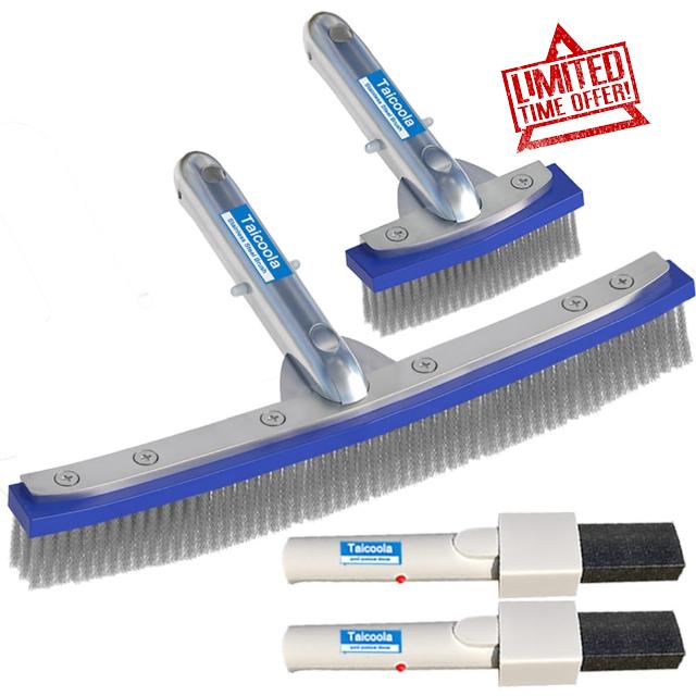 Heavy-Duty Pool Pumice Stone & Stainless Steel Brush Set (18"