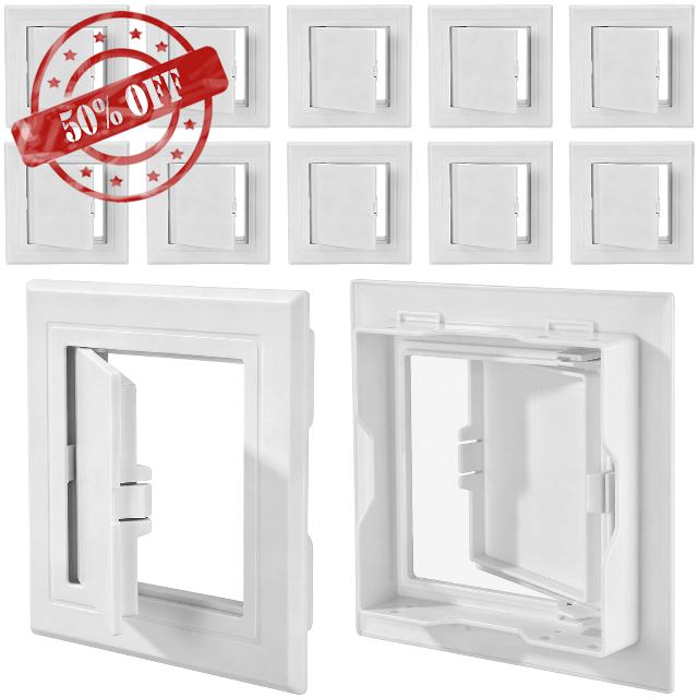 Mifoci 12 Pack 4x4 Inch Access Panel Drywall Ceiling White Plastic Hinged                                                          Removable Cover for Plumbing HVAC Cables