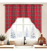 AtawLege Christmas Patchwork Swag Curtains Christmas Tree Snowflake Blackout Valances for Windows...