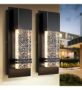 BesLowe Outdoor Wall Light Fixtures with Crystal Bubble Glass, Waterproof Exterior Sconces LED Wa...