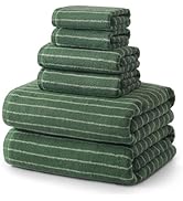 ecolook Premium Bath Towel Set of 6 Pieces – 100% Cotton, Super Absorbent & Quick Dry, Striped To...