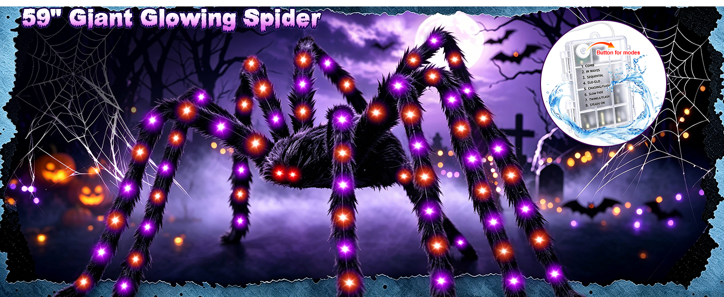 Halloween Decorations Outdoor, 250 LED Halloween Giant Spider Web Lights